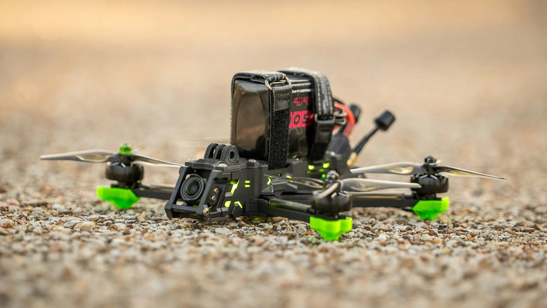 Illustrative FPV drone scene